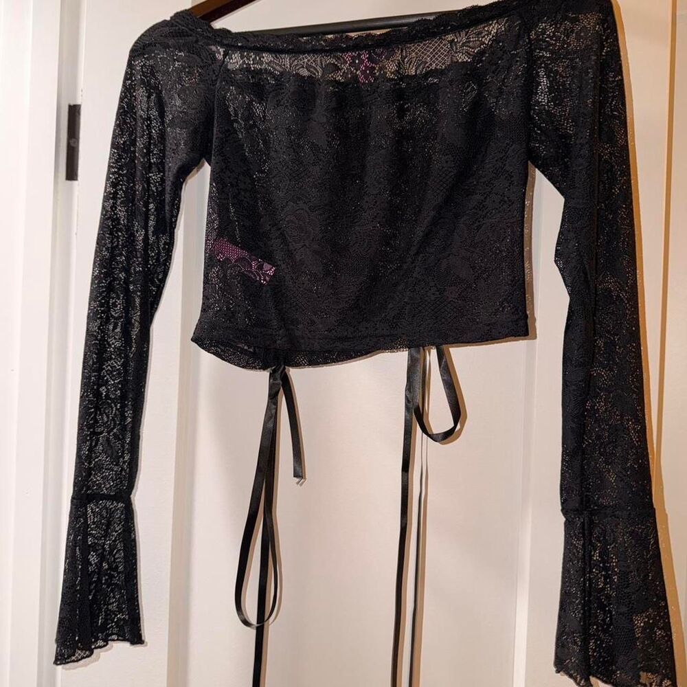 Sugar Thrillz Women's Black Lace Top - Picture 2 of 5